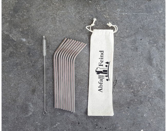 Lot de 10 pailles à boire en acier inoxydable