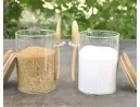 Vorratsgläser mit Bambusdeckel und Löffel 2er Set