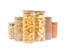 Round storage jars with bamboo lids, set of 6