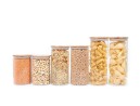 Round storage jars with bamboo lids, set of 6