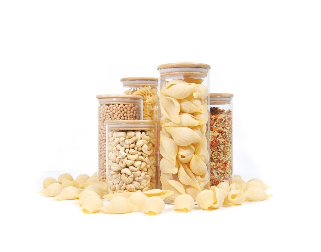 Bocaux de rangement ronds avec couvercles en bambou, lot de 6