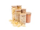 Round storage jars with bamboo lids, set of 6