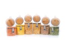 Clip-on storage jars with bamboo lids, set of 6