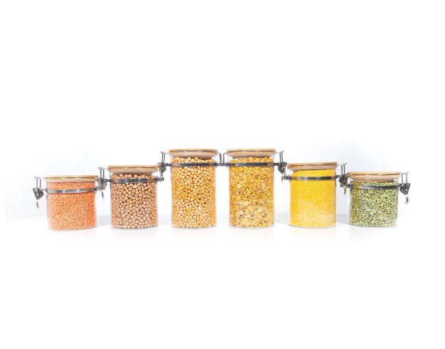 Bocaux de rangement à clipser avec couvercles en bambou, lot de 6