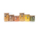 Clip-on storage jars with bamboo lids, set of 6