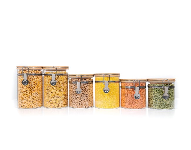 Bocaux de rangement à clipser avec couvercles en bambou, lot de 6