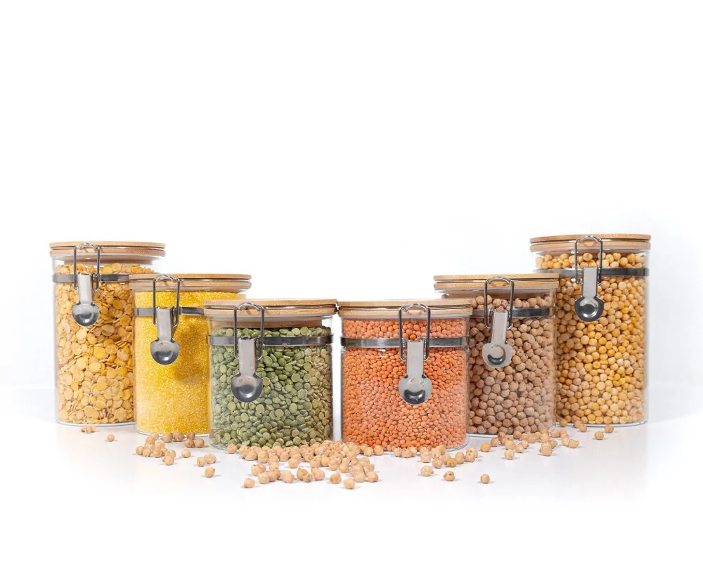 Clipverschluss Vorratsgläser mit Bambusdeckel 6er Set