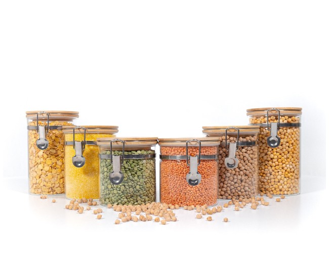 Bocaux de rangement à clipser avec couvercles en bambou, lot de 6