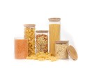 Round storage jars with bamboo lids, set of 5