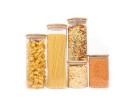 Round storage jars with bamboo lids, set of 5