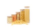 Round storage jars with bamboo lids, set of 5