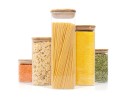 Square storage jars with bamboo lids, set of 5