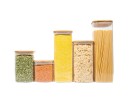 Square storage jars with bamboo lids, set of 5