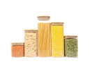 Square storage jars with bamboo lids, set of 5