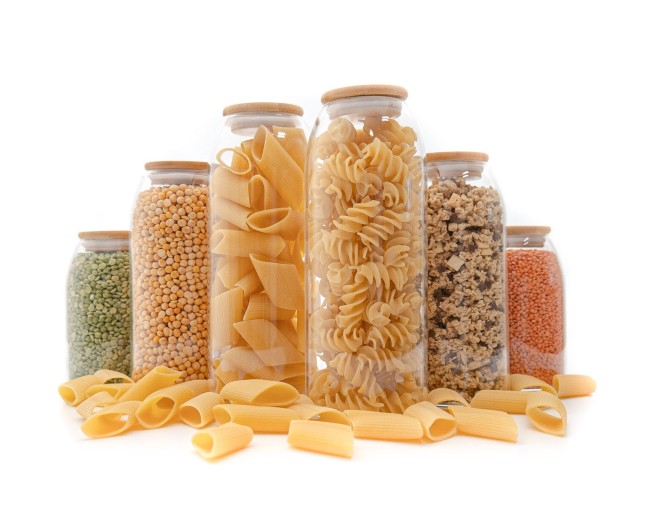 Storage jars with bamboo lids, oval, set of 6