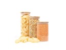 Round storage jars with bamboo lids, set of 3