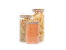 Round storage jars with bamboo lids, set of 3