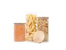 Round storage jars with bamboo lids, set of 3