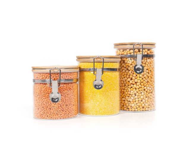 Bocaux de rangement à clipser avec couvercles en bambou, lot de 3