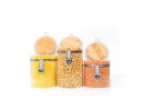 Clip-on storage jars with bamboo lids, set of 3