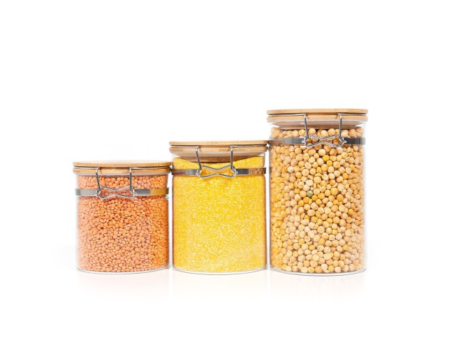 Bocaux de rangement à clipser avec couvercles en bambou, lot de 3