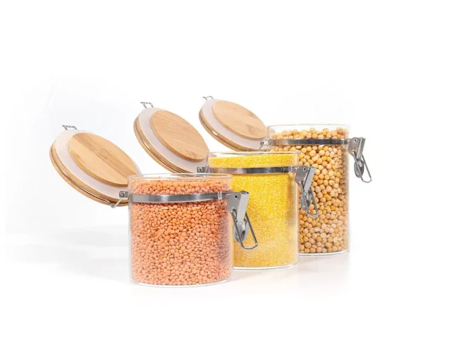 Clipverschluss Vorratsgläser mit Bambusdeckel 3er Set