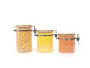 Clip-on storage jars with bamboo lids, set of 3