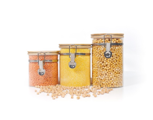 Bocaux de rangement à clipser avec couvercles en bambou, lot de 3