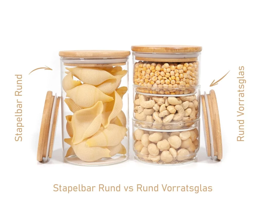 Runde Vorratsgläser Stapelbar 3er Set