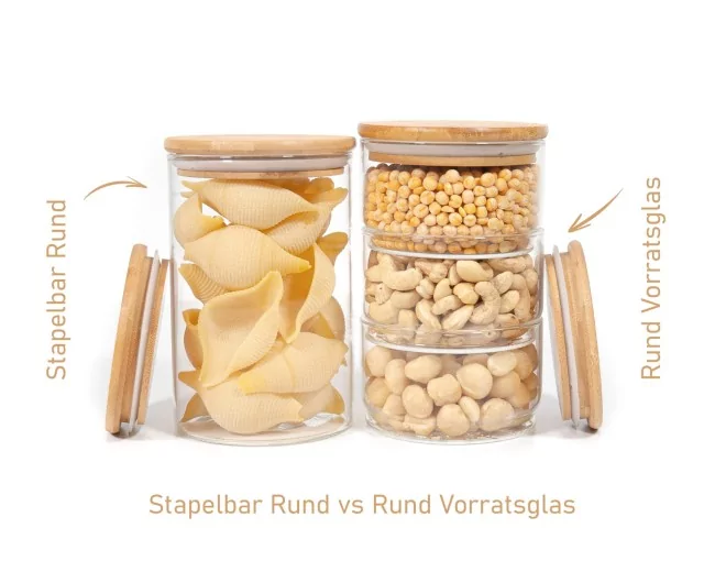 Runde Vorratsgläser Stapelbar 3er Set