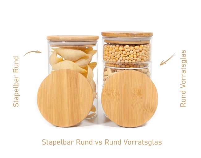 Round storage jars, stackable, set of 3