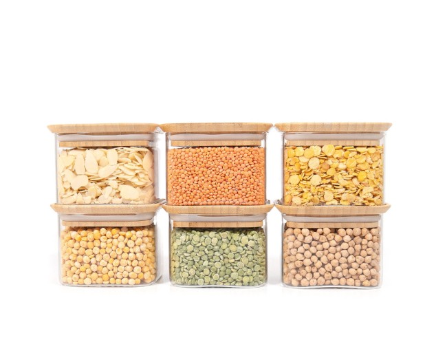 Barattoli quadrati impilabili, set da 6