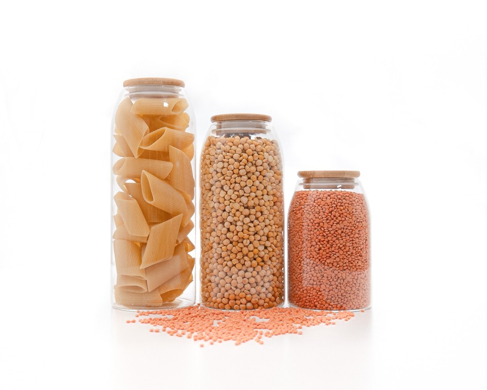 Bocaux de rangement ovales avec couvercles en bambou, lot de 3