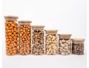 Schmale Gewürzgläser 12 cm hoch Bambusdeckel 10er Set