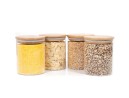 Round storage jars with bamboo lids, set of 4, 800ml