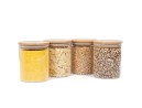 Round storage jars with bamboo lids, set of 4, 800ml