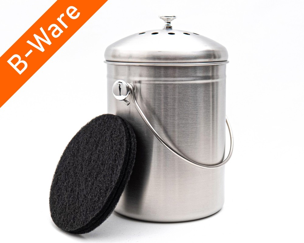 B-stock compost bin 5 liters stainless steel with filter