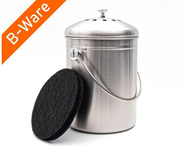 B-stock compost bin 5 liters stainless steel with filter