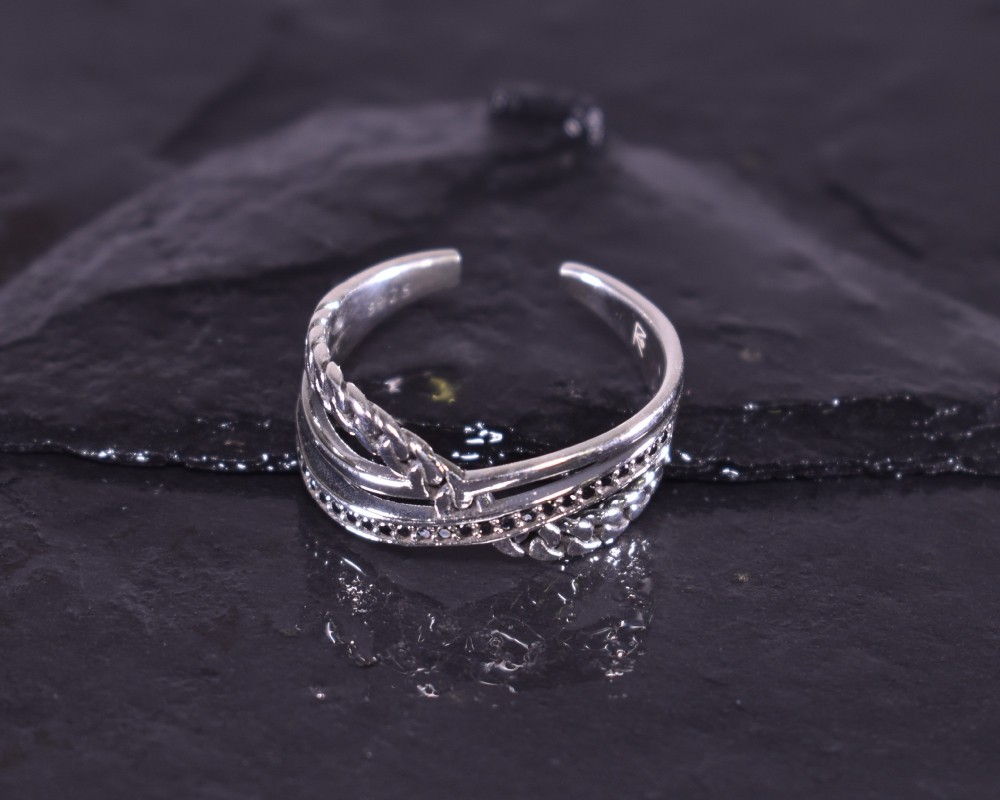 Dreifach schöner Silberring verstellbar