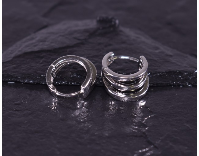 Dreischichtige Silberohrringe