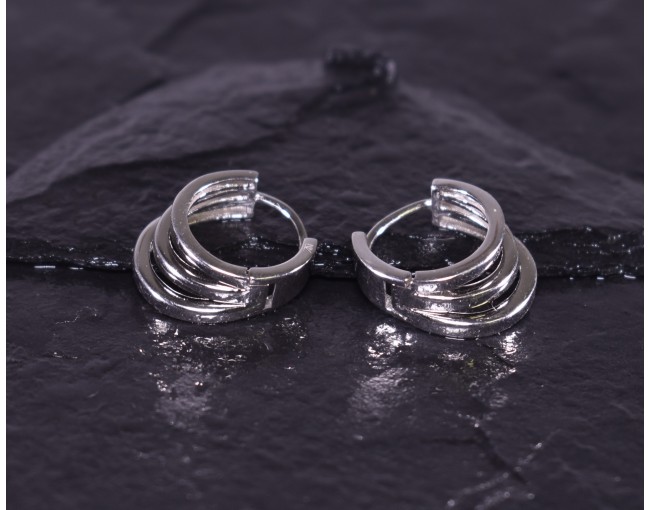 Dreischichtige Silberohrringe