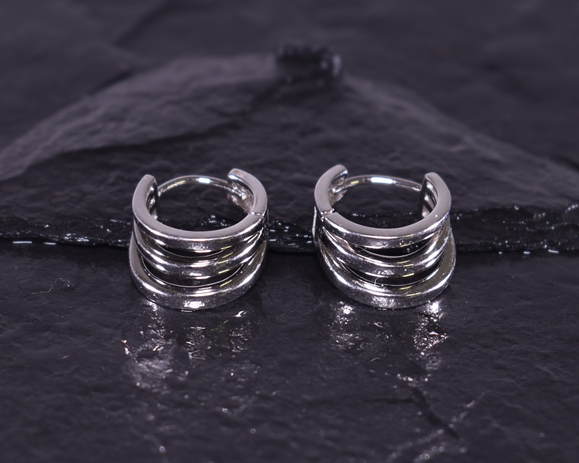 Dreischichtige Silberohrringe