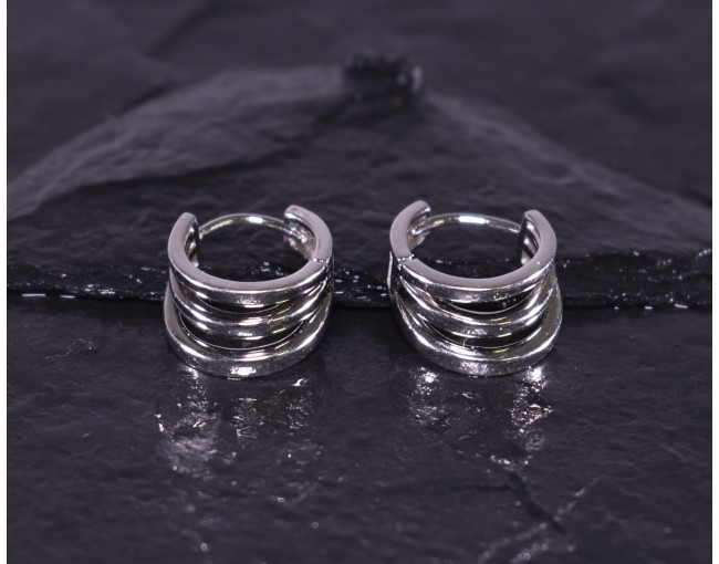 Dreischichtige Silberohrringe