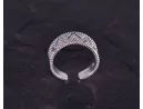 Geometrischer Silberring mit glattpolierten Kügelchen