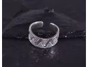 Geometrischer Silberring mit glattpolierten Kügelchen