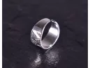 Geometrischer Silberring mit glattpolierten Kügelchen