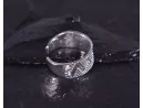 Geometrischer Silberring mit glattpolierten Kügelchen