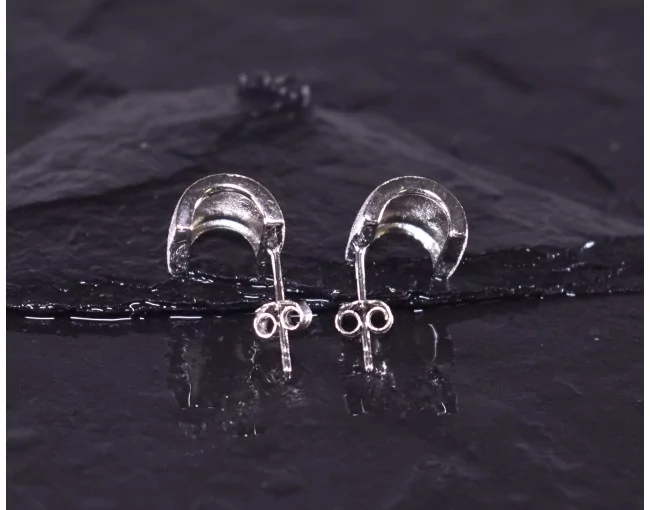 Grosse gebürstete Silberohrstecker