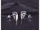 Grosse gebürstete Silberohrstecker