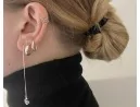 Lange Silberohrstecker mit Mond und Stern